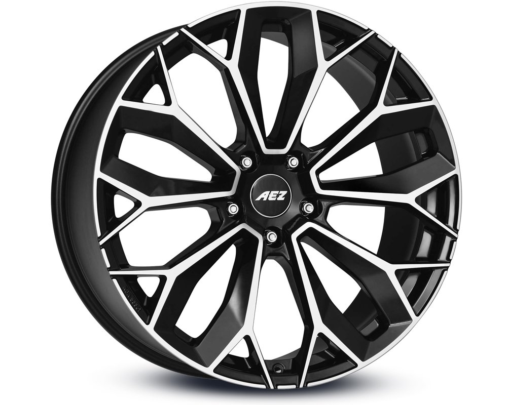 AEZ Leipzig Dark (Max Load 1025 kg) Flat Seats bolt Made in Germany R22 9.5J 5x120 ET49 CB72.6 Black Polished