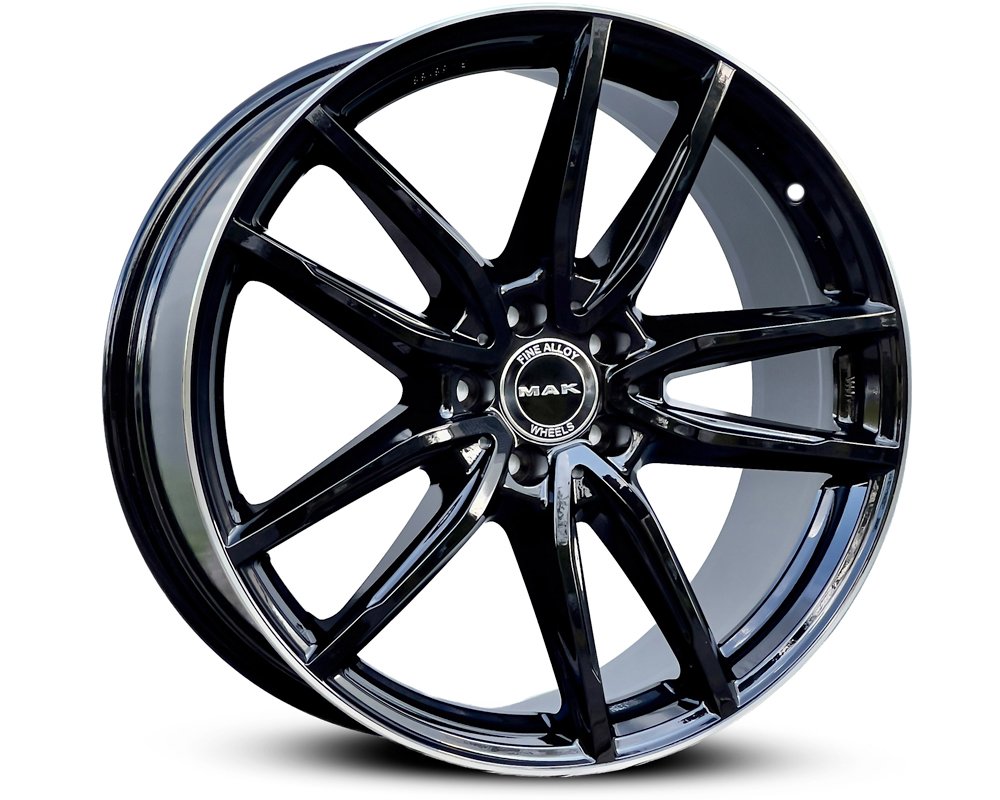 MAK Evo-D (Max Load 1020 kg) (Long Bolt) sphere R14 Made in Italy R20 9.5J 5x112 ET45 CB66.6 Gloss Black Mirror Ring
